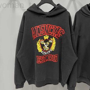 Kadın Hoodies Sweatshirts Tasarımcı Doğru Versiyon Paris B Home 2023 Sonbahar/Kış Yeni 1917 Crown Crop Makas Hoodie FB9V