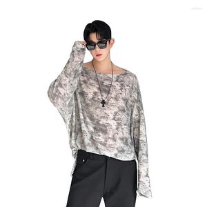 Erkek Tişörtleri İlkbahar Yaz Kore Moda Boyalı Uzun Yarasa Kol T-Shirt Erkek Sokak Giyim Vintage Gevşek Teats Tees Kadın Tshirts