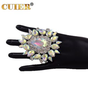 Обручальные кольца Cuier 5.8*7,5 см. Большие каплы драгоценные камни хрустальные стеклянные кольца для женщин Огромный размер