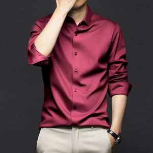 Men's Casual Shirts 6XL Large High Quality Formal Dress Autumn and Winter Long Sleeve Pure White Shirt Non iron Business Ice Silk 230804