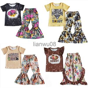 Одежда поставлена ​​в западном стиле малыш малышки для девочек дизайнерская одежда набор оптовой детской одежды Девочки Девочки Bell Bottom Fashion детская одежда x0803