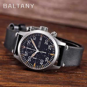 Other Watches Baltany Quartz Chronograph Watch VK67 100M Waterproof Stainless Steel Calendar Window Sapphire Vintage Military Field 230804