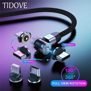 Chargers Cables TIDOVE Magnetic USB Cable Fast Charging Type C Cable Magnet Charger Micro USB Cable Mobile Phone USB Cord New 360+180 Rotation x0804