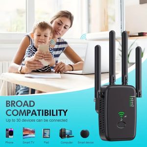 Wi -Fi Extender Booster, Wi -Fi Signal Booster для домашнего офиса, двойной полосой 2,4G/5G -усилитель AP Router для всех маршрутизаторов для всех маршрутизаторов.