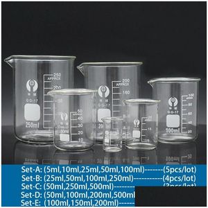 Lab Supplies Wholesale Set A-F Borosilicate Glass Beaker Heat-Resist Scaled Measuring Cup Of Laboratory Equipment Drop Delivery Offi Dh0Xs