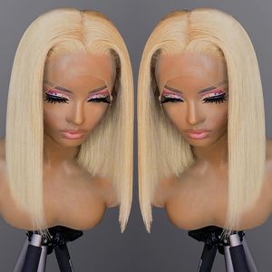 Человеческие Chignons 613 Honey Blonde Corlear Wigs для женщин для женщин бразильский шорт -парик 8 10 12 14 16 дюймов 230803