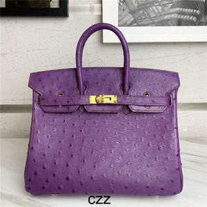 Платиновые страусовые сумочки бренд южная Африка KK женская фиолетовая сшитая восковая нить подлинная кожа