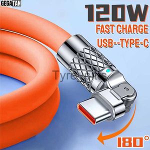 Chargers Cables GEGATAN120W 7A Fast Charge Type C Cable 180 Degree Rotation Elbow Cable for Game for Xiaomi Samsung for IPhone Charger USB Cable x0804