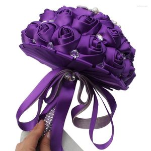 Flores decorativas que vendem buquês de noiva de cristal roxo para decoração