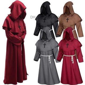 Тематические костюмы Волшебники Хэллоуина пришли на ролевую игру средневековой одежды с капюшоном, монахи, священники и священники пришли в древние христианские наборы одежды Z230804