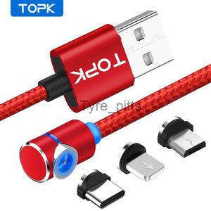 Şarj Cihazları/Kablolar Topk L-Line 1M 2M Manyetik Kablo USB C Tip C Kablosu Mikro USB Kablo LED Mıknatıs Şarj cihazı kablosu iPhone X 8 7 6 Kırmızı X0804