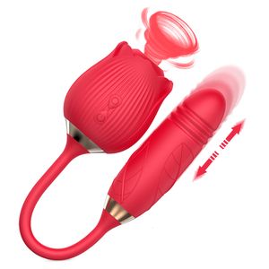 Vibratoren Rose Toy Dildo Thrusting Vibrator für Frauen Ei Klitoris Sauger Stimulator Zunge Saugen Lecken Erwachsene Waren für weibliches Sexspielzeug 230803