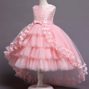Mädchenkleider Baby Spitze Rosa Prinzessin Tailing Kleid für Mädchen Elegante Geburtstagsfeier mit Blumen Kleid Weihnachtskleidung für Babys 3-12 Jahre 230803