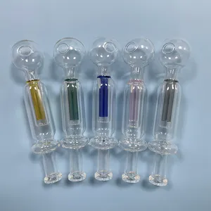 Really Thick Glass Hand Water Pipe Oil Burner With 3cm Big Head Bowl Screen Filter Tube