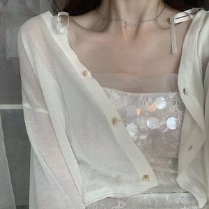 Frauen Blusen Strickjacke Mantel Sonnenschutz Kleidung Schal Abdeckungen Sommer Dünne Top Koreanische Lose Mode Licht Kurz