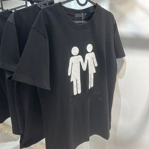 Yaz Moda High Street Pamuk T-Shirt Sweatshirt T-Shirt Külot T-Shirt Nefes alabilen Erkek ve Kadın Çiftleri El ele tutarak desen baskılı gündelik kısa kollu
