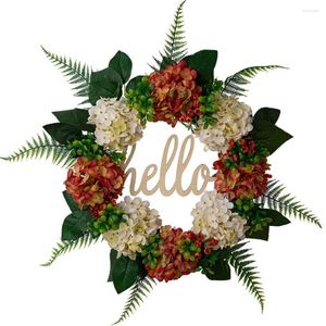 Декоративные цветы летние искусственные гортензии венки Vierrant Orange White Floral Decor для входной двери или стены висят