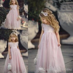 Puffy Kids Prom Graduation Holy Communion Dresses Halbarm Lange Pageant Ballkleid Kleider für kleine Mädchen Glitz6877252H