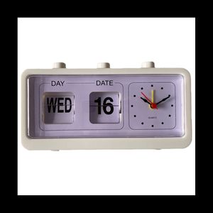 Masa Tablosu Saatleri Mekanik Çalar Saat Yenilik Flip Saat Masaüstü Dijital Saat Takvim Saati Ev Dekoru Retro Dekor Beyaz 230804