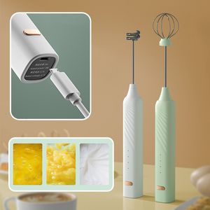 Egg Tools Rechargeable Handheld Foamer High Speed Electric Milk Frother Foam Maker Mixer Coffee Drink Frothing Wand USB2 In 1 Portable 230804