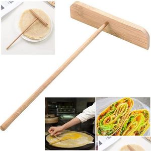 Diğer Mutfak Araçları Yeni Çin Özel Crepe Maker Pancake Hamur Ahşap Serpme Stick Home Aracı Diy Restoran Kantin Özel Su Dhn2E