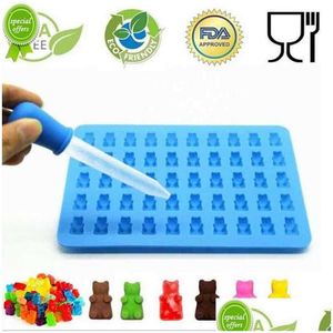Silicone Gummy Bear Candy Molds, Jelly Cake Candy Trays with Dropper, Chocolate Maker Drop Delivery Home Gar Dhgis