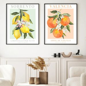 Фруктовые простота холст рисовать лимонные апельсиновые винтажные плакаты и принты стены стена картин