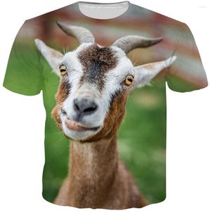 Erkek Tişörtleri 2023 Yaz Erkekler Kadın Moda Tişört Sevimli Hayvan Keçi 3D Yetişkin Çocuk Gömlek Açık Hava Güzergahı Giysileri Tshirt Üstler