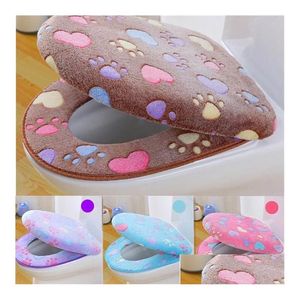 Toilet Seat Covers Bathroom Er Set Thicken Soft Coral Zipper Case Warm Waterproof Wc Potty Closure Design Kid Drop Delivery Home Gar Dhftv