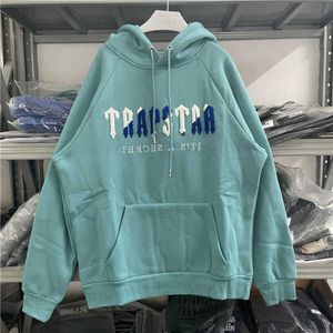 Cyan-mavi havlu işlemeli Londra Hoodie Erkek Kadın Renkli Mektuplar Kazak Kapşonlu T230806