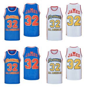 SL LeBron James McDonalds Tüm Amerikan Basketbol Forması Mavi Beyaz Boyut S-XXL