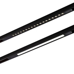 Modern LED Track Lighting System | Thin Magnetic Black Rail | Flexible Ceiling Spotlight Fixture | Non-Dimmable 12W Indoor Light