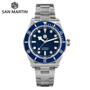 Bilek saatleri San Martin Vintage BB58 NH35 40mm Diver Lüks Erkekler İzle Otomatik Mekanik Marka İşi Bilgi Swatch Sapphire 20 Bar 230804