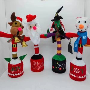 Giocattolo di peluche elettrico anime Danza Cactus Lingua oscillante Canto Babbo Natale Modello di registrazione ricaricabile Regalo felice per bambini