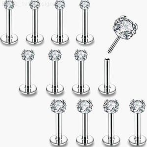 Anéis de nariz Studs 50pcs Jóias para o corpo 20G 18G 16G Push In Lip Morne Rings Brincos Stud CZ Cartilage Helix Tragus Piercings no nariz Jóias para o corpo L230806