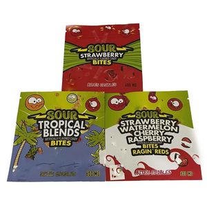 Wholesale Sour Tropical Blend Bites bags 600mg Candy GummyBites Edibles Gummies mylar bag Smell proof Baggies california Zipper