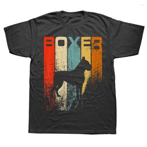 Camisetas masculinas Vintage Retro I Lover Boxer Dogs Summer Graphic Algodão Streetwear Manga Curta Presentes de Aniversário T-shirt Roupas Masculinas