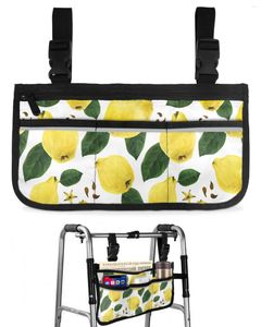 Borse portaoggetti Frutta Giallo Pera Foglia Verde Borsa per sedia a rotelle con tasche Borsa per telaio da passeggio per scooter elettrico laterale sul bracciolo