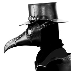 Adult Plague Doctor Cosplay Halloween Mask - Steam Punks Scary Horror PU Leather Bird Beak Masquerade Prop