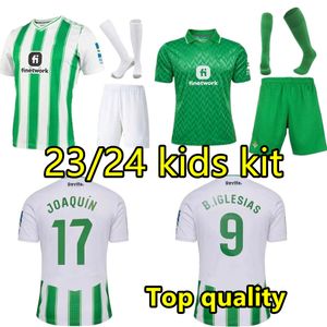 23 24 Gerçek Betis Ev Futbol Formaları Fekir Forever Yeşil Manga Corta Joaquin B.IGLESIAS CAMISETA DE FUTBOLMI 2023 2024 Erkek Çocuk Kanalları Futbol Gömlek