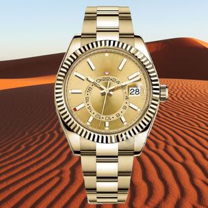 Relógios esportivos masculinos de luxo SKY Dweller Relógios automáticos Multifunção GMT Fuso horário duplo 904L Pulseira de aço inoxidável Oyster Relógio à prova d'água Luminoso Com caixa u1