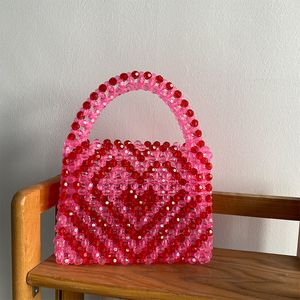 Akşam çantaları boncuk el yapımı moda enfes alışveriş çantaları kadın için kadın pembe aşk çanta parti yemeği sevgililer günü 230804