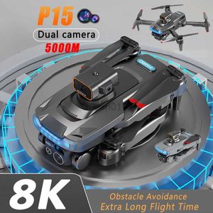 Yeni drone P15 Fırçasız Engel Kaçınma GPS Otomatik Dönüş 4K/8K HD Hava Fotoğrafçılığı Çift Kamera Uzaktan Kumanda Uçak HKD230807