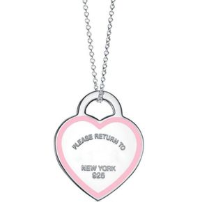 S925 Silver Blue Pink Love Heart Designer подвесные ожерелья для женщин бренд роскошный хрустальный блок бриллиант элегантный шарм