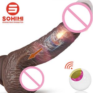 Massager Sohimi Gerçekçi Dildo Kadınlar için 22 cm silikon büyük dildos G-spot Isıtma Fonksiyonlu 360 Dönen Glan
