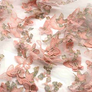 Çin Ürünleri 90*130cm Kelebek Nakış Tül Dantel Kumaş Elbise Düğün Kumaş Diy dikiş Malzemeleri El Sanatları R230807