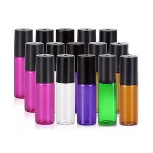 Упаковочные бутылки Оптовые 5 мл рулона со стеклянными/металлическими шариками Colorf на эфирные масля