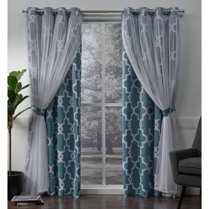 Sheer Curtains 2 Pack Alegra Liegered Geometric Blackout и Grommet Top Carpen Panels Turquoise 52x96 230808
