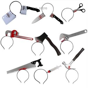 Halloween Horror Props Blood Fake Ax Saws Knife Headband for Halloween Party Masquerade Mischief Props Decoration Kids Toy Gifts T230808