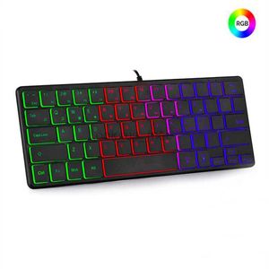 % 60 Kablolu Oyun Klavyesi RGB Arkadan aydınlatmalı Ultra Kompaks Mini Klavye PC/MAC Gamer Typist Travel HKD230808 için Küçük Kompakt Klavye